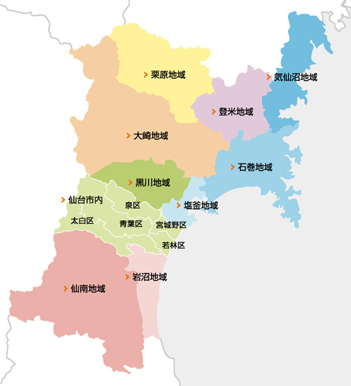 宮城県のマップ